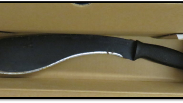 The machete-style knife, which has a blade more than a foot long, that Trevor Bickford used to carry out his attack in Times Square against three cops on New Year’s Eve in December 2022. He intended a jihadist attack on officers. Photo: Southern District of New York.