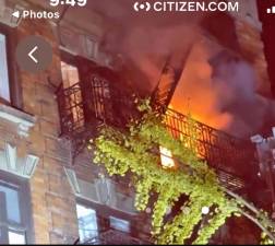 A fire on the upper floors of an apartment building on E. 82nd St. near York Ave. left one resident dead. Six firefighters suffered minor injured.