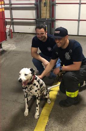 Andy Serra on a visit in 2024 to his former firehouse, Ladder 20, in SOHO. Each year men from the house attend a memorial for the victims of the Triangle Shirtwaist Factory fire on March 25 and toll a firebell as the name of each victim is read.