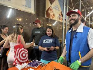 A group of UES activists and elected officials united under the CommunityUnity Initiative banner to toss a Halloween event for kids. Assembly member Alex Bores (foreground, blue jacket) assisted Faith Bondy (center) and one of her rivals for an UES city council seat, Luke Florczak (in baseball cap, rear)