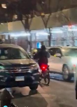 After throwing a sucker punch, the driver of the unregistered motor bike made his getaway driving the wrong way down a one way street.