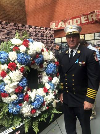 FDNY Chief of Department John Hodgens at the annual wreath laying on Sept. 11, 2023 commerating the 343 firefighters who died on 9/11. Photo: Keith J. Kelly