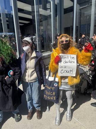 Sonni Mun said she dressed in a chicken outfit to remind people: “These are not normal times. People need to stand up for democracy.”