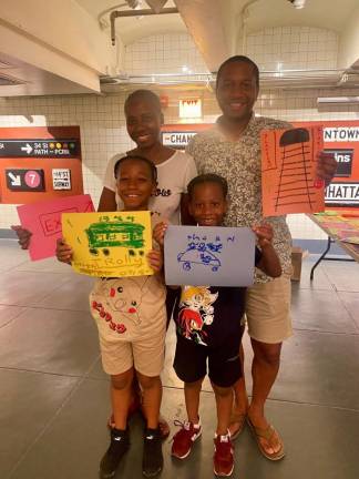 A happy family spent some time at the Transit Museum at a program in cooperation with the Whitney Muaeum, as part of their Biennial, which ended on August 11. The images that were made reflect various facets of NY’s transit history.