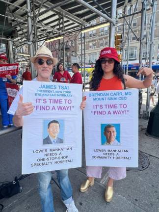 Rallygoers representing the Save Beth Israel and NY Eye &amp; Ear Campaign at the June 4 action.