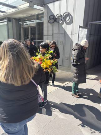 Some fans seemed to exceed the six flower limit.