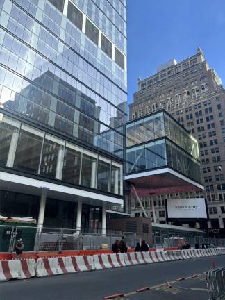 Vornado Realty Trust is completing this tower on W. 30th St. overlooking Madison Square Garden but has postponed at least eight other officer tower projects in the Penn District.