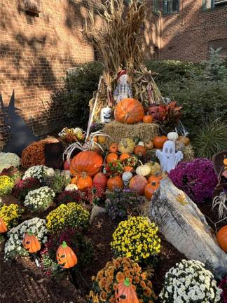 A harvest display in Stuyvestant Town at E. 18th St. and First Ave. The complex is hosting a dog Halloween costume party for residents only on Oct. 26