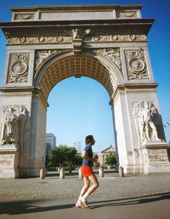 &quot;Jogger,&quot; Washington Square Park, 1978. D. Gorton, NYC Parks Photo Archive