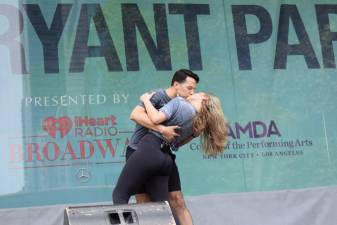 Dan Rosales and Dariana Mullen performed “Better Hold Tight” from “The Great Gatsby” at 2024’s third Broadway in Bryant Park concert.