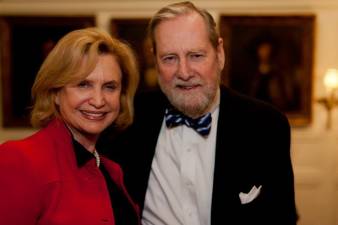 Former Congress member Carolyn Maloney with Frank Wilkinson, a local Democratic activist who is known as the Baron of Yorkville.