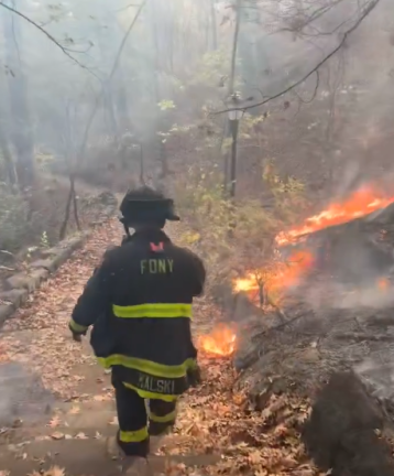 Over 80 firefighters responded to the brush fire that erupted in Inwood on Nov. 13. The FDNY deployed drones and pulled water from the Sputyen Divul River and Harlem River because the forest contained no fire hydrants.