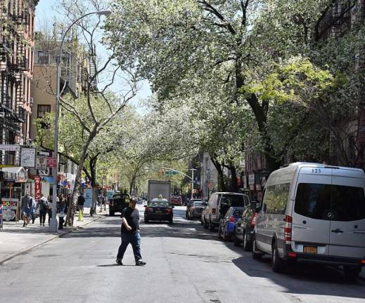 Jaywalking–crossing in the middle of the block or against traffic lights–will no longer be illegal in New York City so this man on St. Mark’s Place won’t be liable for a potential summons. A new law that was passed by the City Council officially takes effect on Feb. 1.