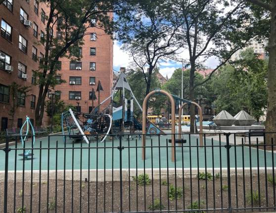 The beautiful new playground at Stephen Wise Towers Plaza, 117 West 90th street.<i> </i>