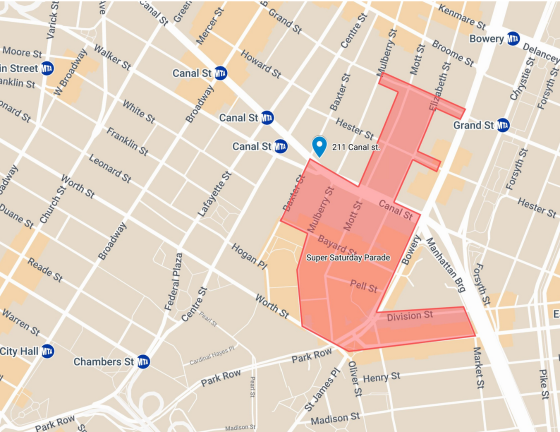 Parade Route map of “Super Saturday” Lion Dance, Feb. 8, 2025.