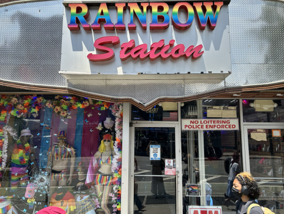 <b>The store’s exterior proudly flaunts rainbow products and sex-positive, pro-LGBTQ+ items. </b>