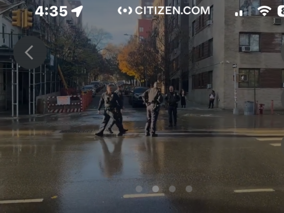 Cops at the scene of a water main break that snarled subway service on the UWS.