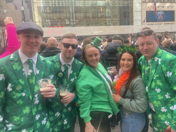 This crew from Ireland had special shamrock suits made in Dublin before flying over for the 2024 parade in New York.