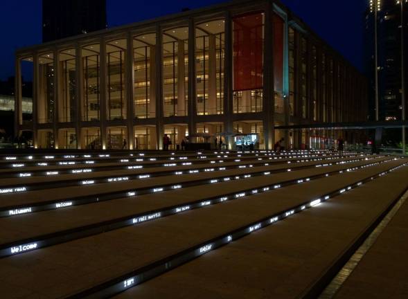 The Grand Stair at Lincoln Center off Columbus Avenue. Each stair has imbedded LED lights. Photo: Wilson Rivera, via flickr