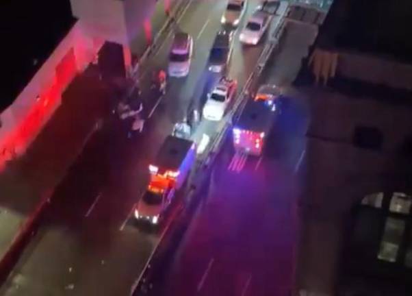 Aerial photo of the FDR Drive crash near East 75th Street, where 19-year-old Johency Nunez was killed when the Tesla she was driving, reportedly over 100 mph, crashed into a guardrail. Police said Nunez was ejected from the vehicle and was pronounced dead at the scene. A 26-year-old male passenger survived the crash.