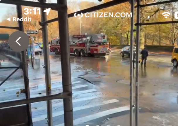 A water main break at Central Park West and W. 102nd St. halted subway service on the A, C, B and D lines in Manhattan.