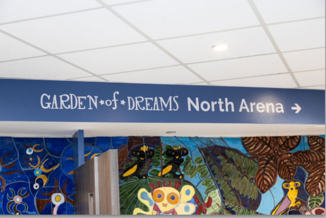 Artist James Kimak produced murals in the new family rooms at Metropolitan Hospital.