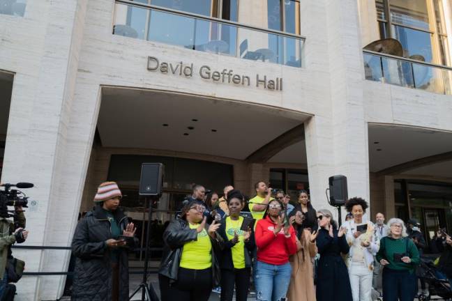 <b>Fans turn out to sing the songs of Harry Belafonte at a Lincoln Center following the passing of the actor, singer and civil rights activist.</b> Photo: Laurence Sumulong