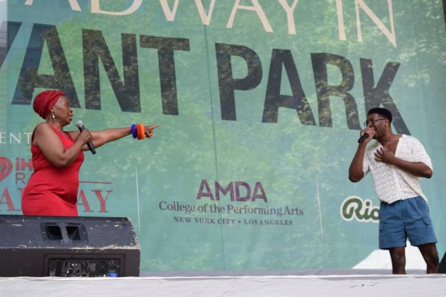 Tshidi Manye and Gilbert Domally performed “They Live in You” from “The Lion King” at Disney on Broadway’s 2024 Broadway in Bryant Park concert.