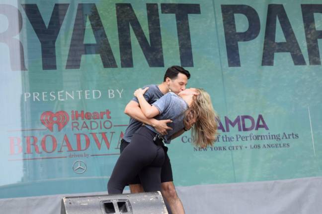 Dan Rosales and Dariana Mullen performed “Better Hold Tight” from “The Great Gatsby” at 2024’s third Broadway in Bryant Park concert.