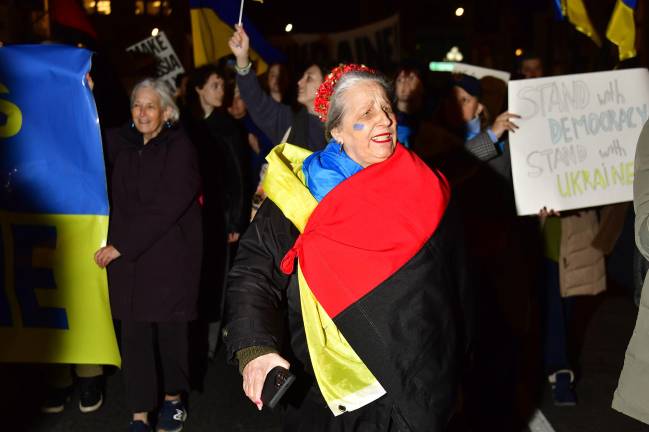 Demonstrators said they were standing with democracy.