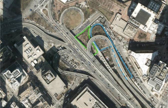 The green outline section is the latest section to reopen in the past several weeks. The blue section opened in May 2023.