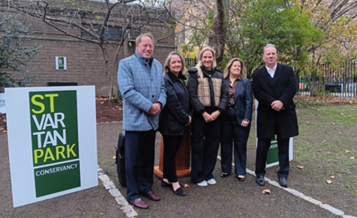 Michael Hershman, Soloviev Foundation; Susan Burke, St. Vartan Park Conservancy; Stacey Soloviev, Soloviev Foundation; Stephanie Ogozalek, St. Vartan Park Conservancy; Kevin O’Keefe, St. Vartan Park Conservancy.