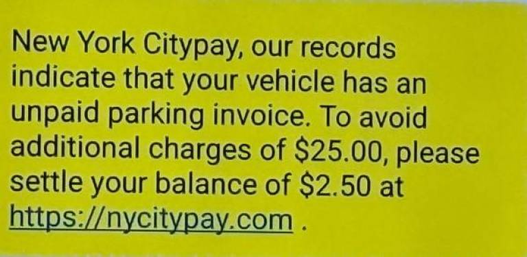 A new form of trojan horse email has been circulated by scammers. Mayor Eric Adams warned residents recently to never open the above email or any one similar to it purporting to be from a city agency. Among the telltale signs of fraud: it used .com at the end. City agencies never use .com. And Adams said city agencies never ask for payment via text messages.