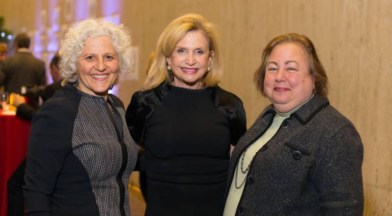 From left, Straus News President Jeanne Straus, Congresswoman Carolyn Maloney, and Sen. Liz Krueger