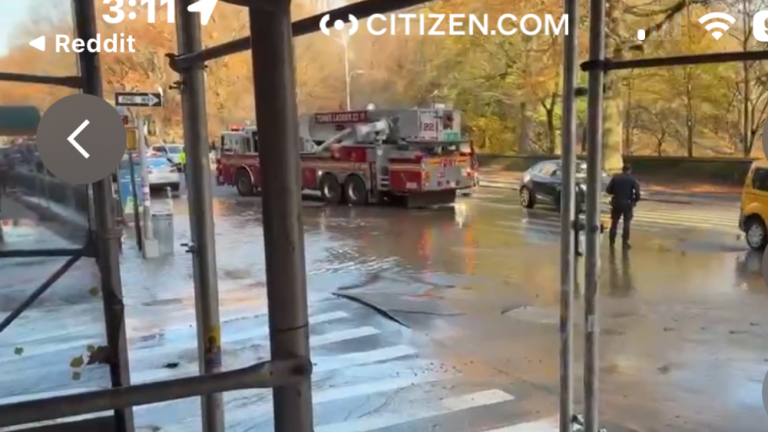 A water main break at Central Park West and W. 102nd St. halted subway service on the A, C, B and D lines in Manhattan.