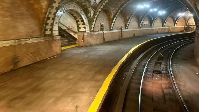 The Nostalgia Train looped around the Old City Hall Station, much as the inaugural subway did in its first run on October 27 1904. The station is no longer used by regular passenger-carrying subway trains, one of many “ghost stations” that the four-train nostaglia train visited last weekend.