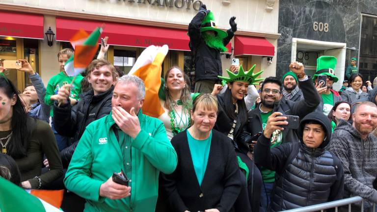 Spectators at the 2024 St. Patrick’s Day parade.