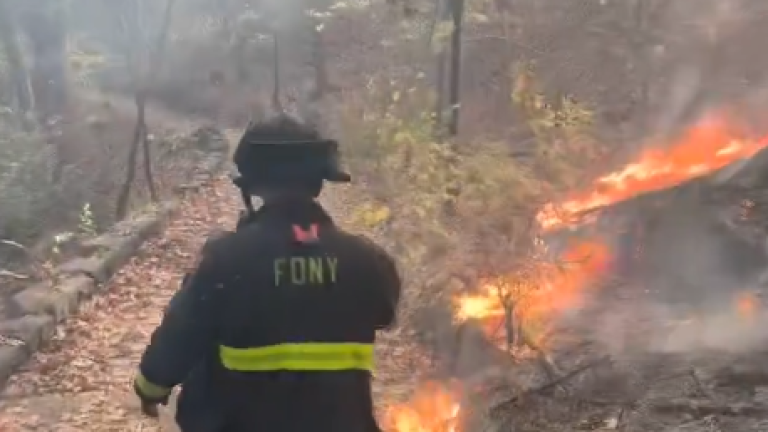 Over 80 firefighters responded to the brush fire that erupted in the 198 acre Inwood Hills Park on Nov. 13. The FDNY deployed drones and had to pull water from the Spuyten Duyvil Creek and Harlem River because the forest contained no fire hydrants.